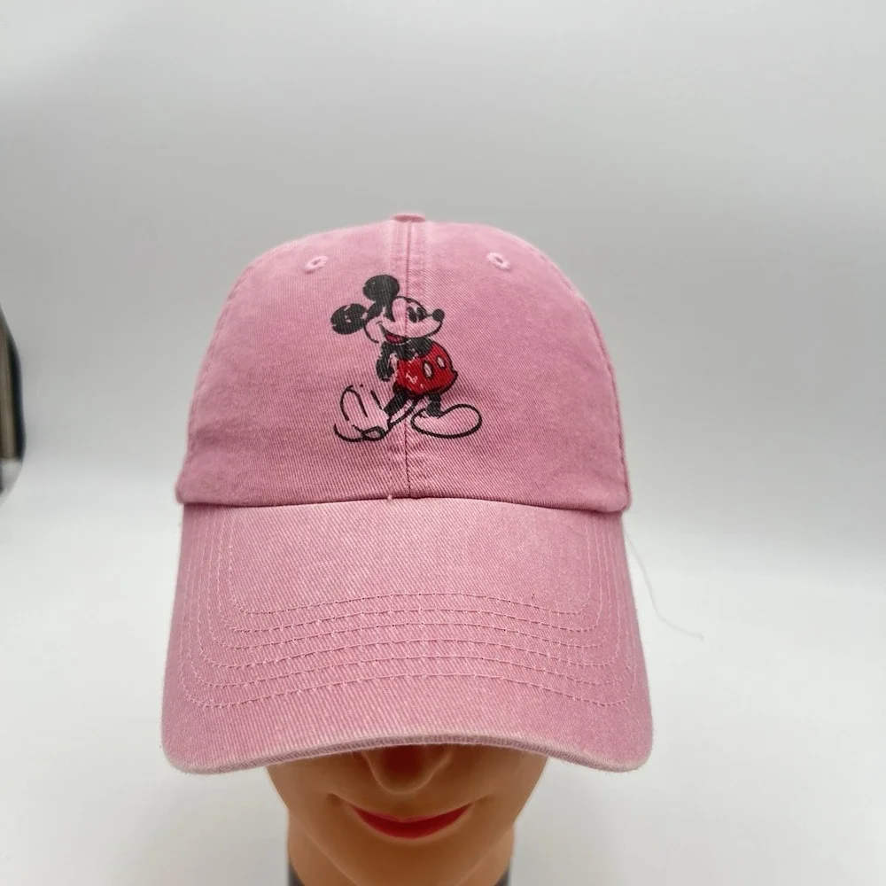 Disney Parks Pink Mickey Mouse Dad Hat Adult Adjustable Baseball Cap Cotton